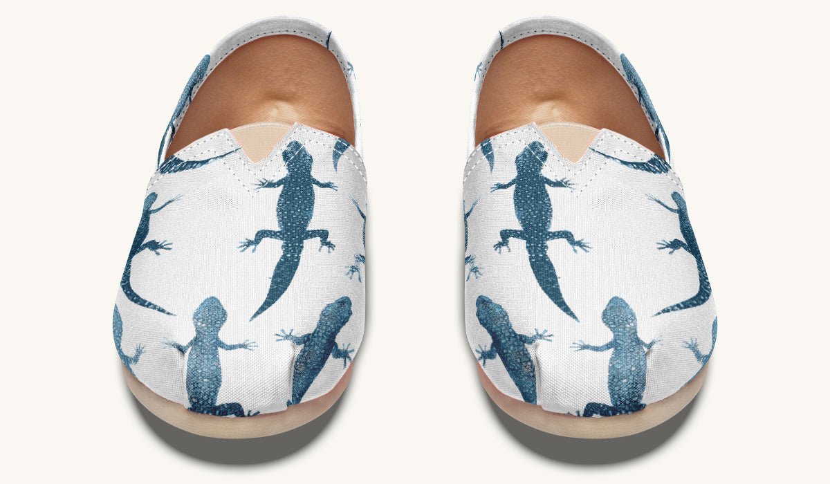 March of the Lizards Blue White Casual Shoes - Jaded Lament