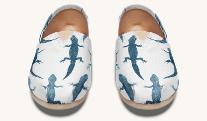 March of the Lizards Blue White Casual Shoes - Jaded Lament