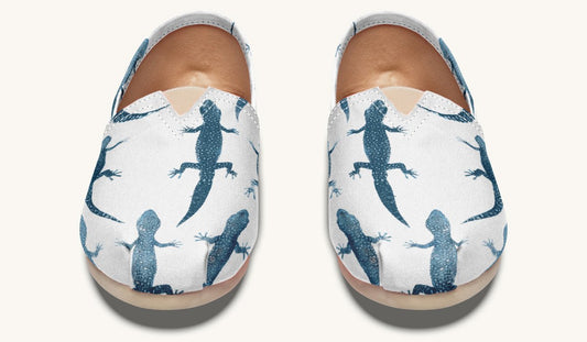 March of the Lizards Blue White Casual Shoes - Jaded Lament
