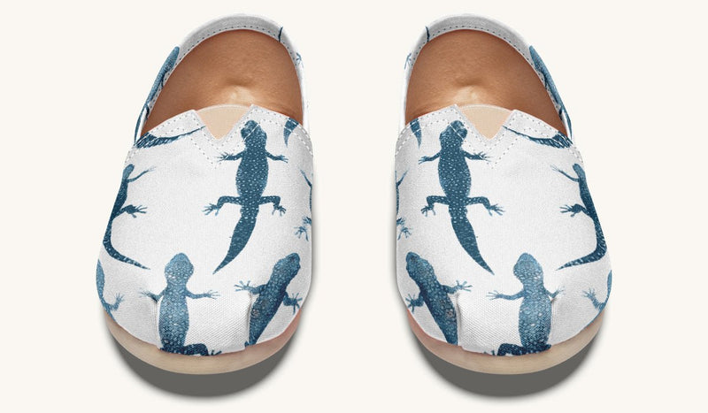March of the Lizards Blue White Casual Shoes - Jaded Lament