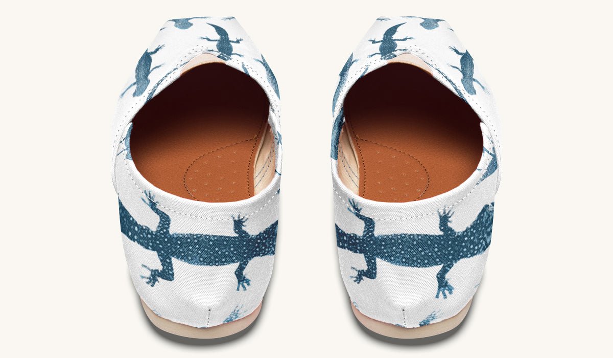 March of the Lizards Blue White Casual Shoes - Jaded Lament