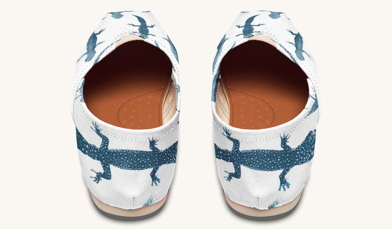 March of the Lizards Blue White Casual Shoes - Jaded Lament