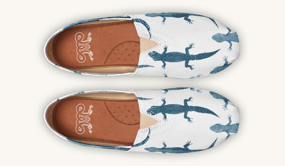 March of the Lizards Blue White Casual Shoes - Jaded Lament