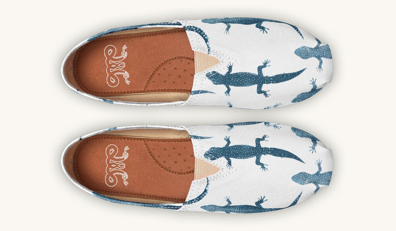 March of the Lizards Blue White Casual Shoes - Jaded Lament