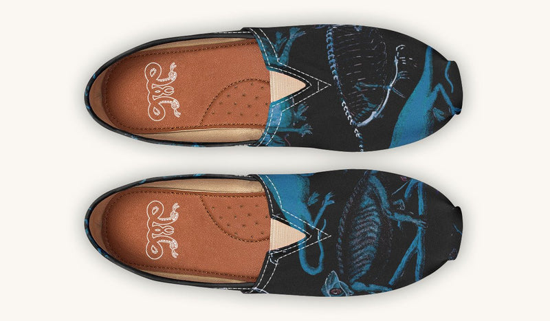 Reptilian in Bloom Black and Gold Casual Shoes - Jaded Lament