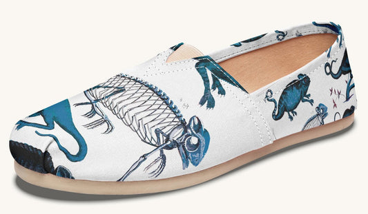 Reptilian in Bloom White and Gold Casual Shoes - Jaded Lament