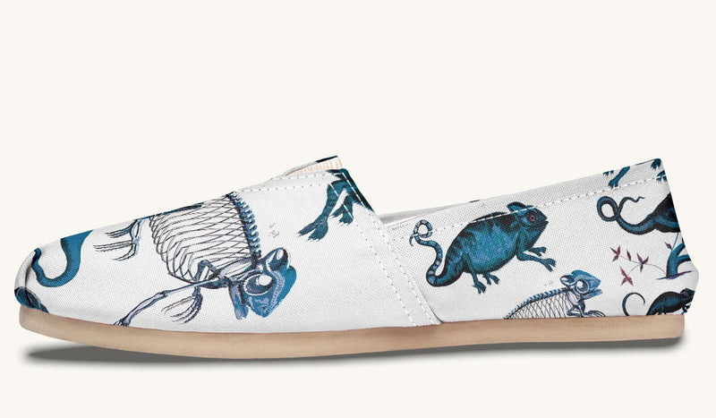 Reptilian in Bloom White and Gold Casual Shoes - Jaded Lament