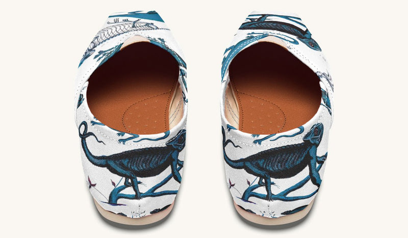 Reptilian in Bloom White and Gold Casual Shoes - Jaded Lament