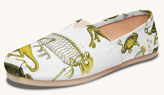 Reptilian in Bloom Blue on White Casual Shoes - Jaded Lament