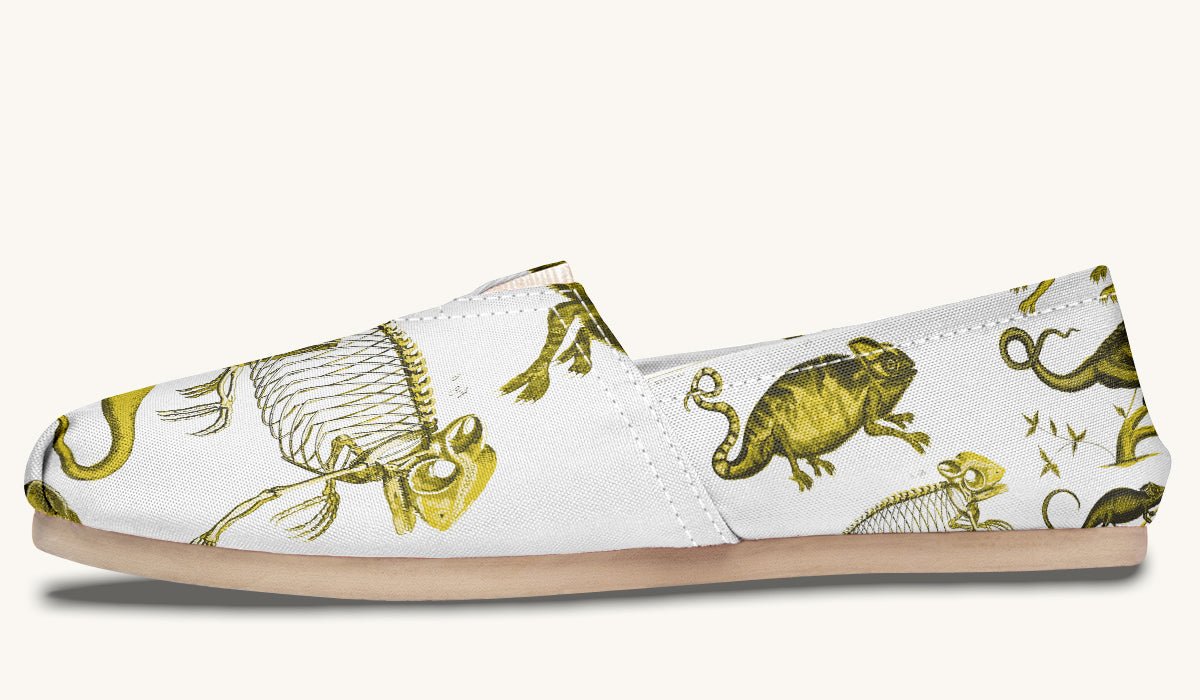 Reptilian in Bloom Blue on White Casual Shoes - Jaded Lament