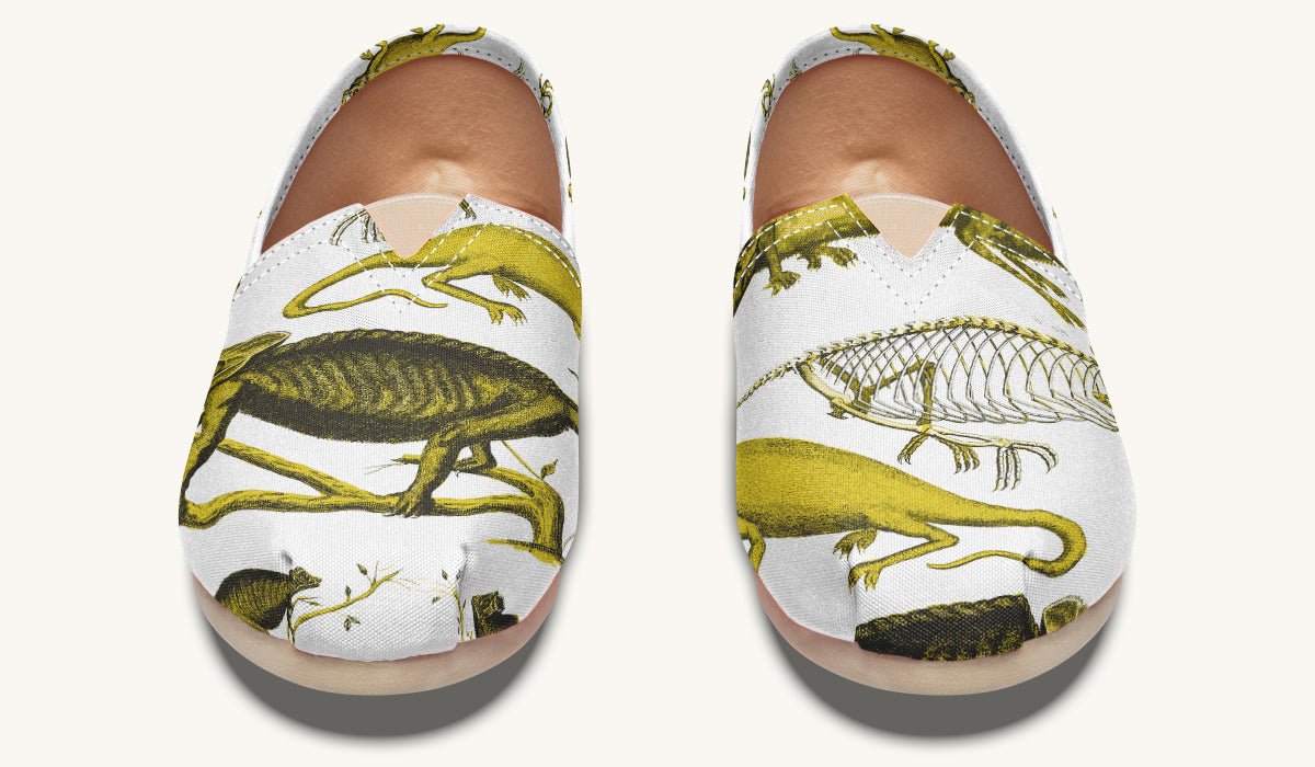 Reptilian in Bloom Blue on White Casual Shoes - Jaded Lament