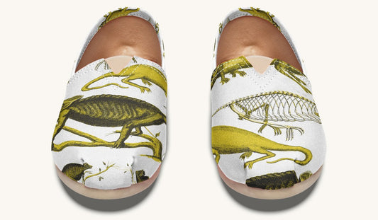 Reptilian in Bloom Blue on White Casual Shoes - Jaded Lament