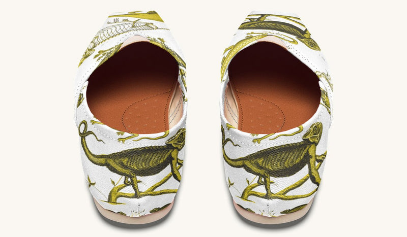 Reptilian in Bloom Blue on White Casual Shoes - Jaded Lament