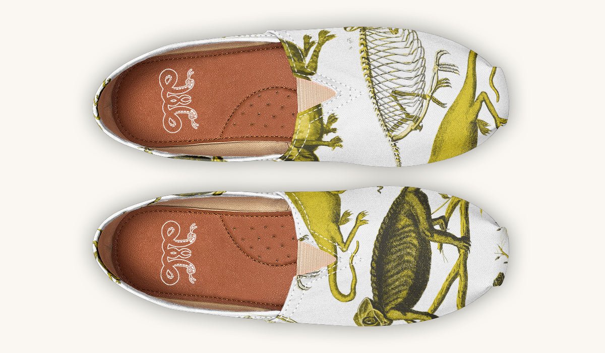 Reptilian in Bloom Blue on White Casual Shoes - Jaded Lament