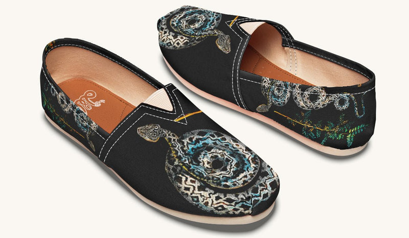 Serpent in Bloom Silver Snake Casual Shoes - Jaded Lament