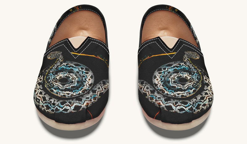 Serpent in Bloom Silver Snake Casual Shoes - Jaded Lament