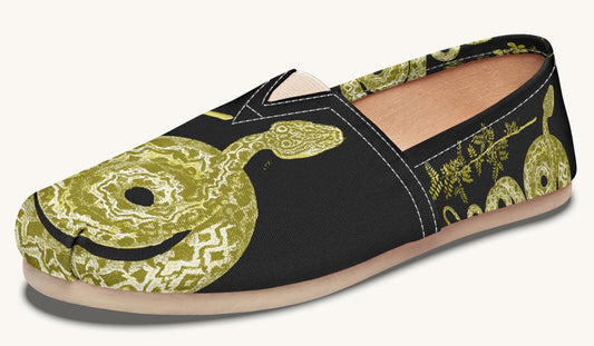 Serpent in Bloom Gold on Black Casual Shoes - Jaded Lament