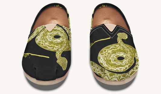 Serpent in Bloom Gold on Black Casual Shoes - Jaded Lament