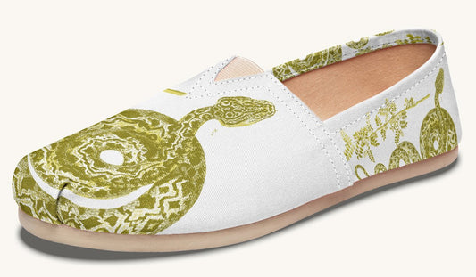 Serpent in Bloom Multicolor Snake on Black Casual Shoes - Jaded Lament