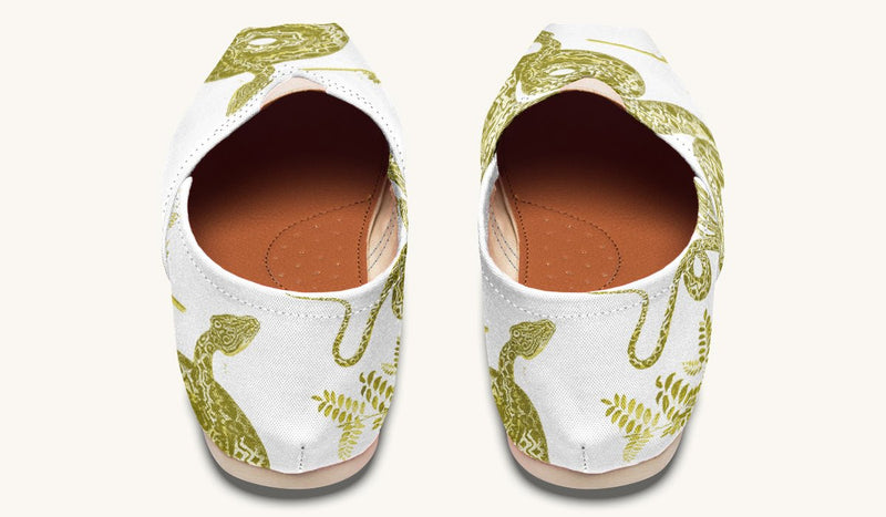 Serpent in Bloom Multicolor Snake on Black Casual Shoes - Jaded Lament