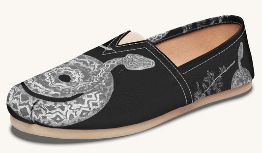 Serpent in Bloom Gold on White Casual Shoes - Jaded Lament