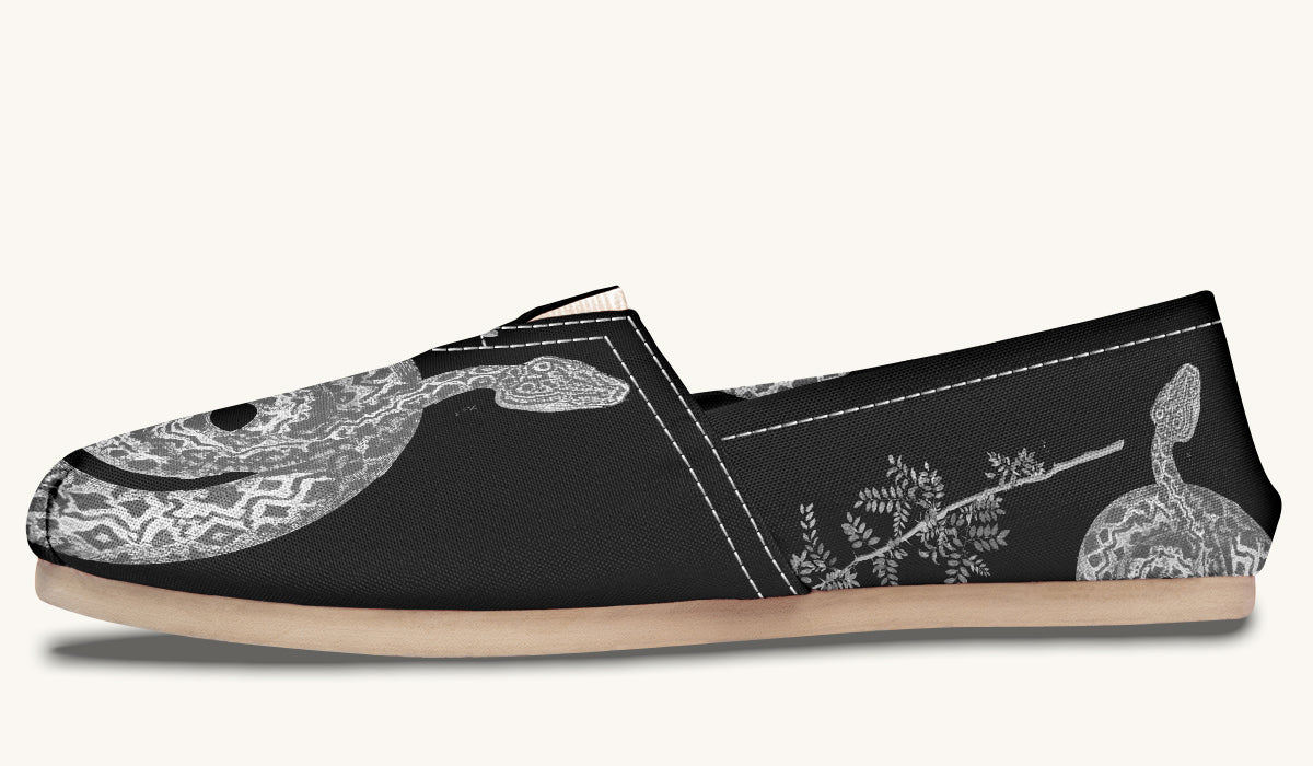 Serpent in Bloom Gold on White Casual Shoes - Jaded Lament