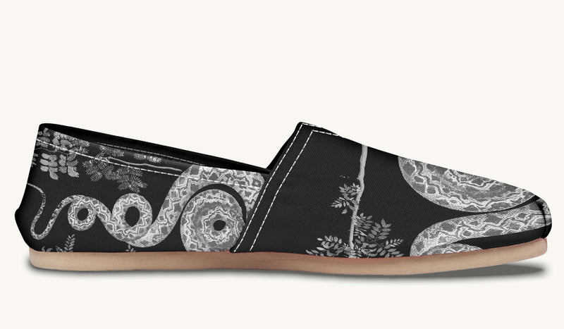 Serpent in Bloom Gold on White Casual Shoes - Jaded Lament
