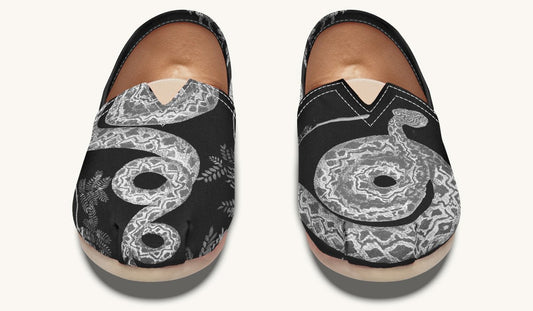 Serpent in Bloom Gold on White Casual Shoes - Jaded Lament