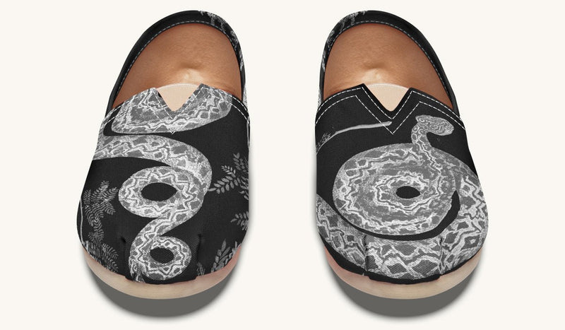 Serpent in Bloom Gold on White Casual Shoes - Jaded Lament