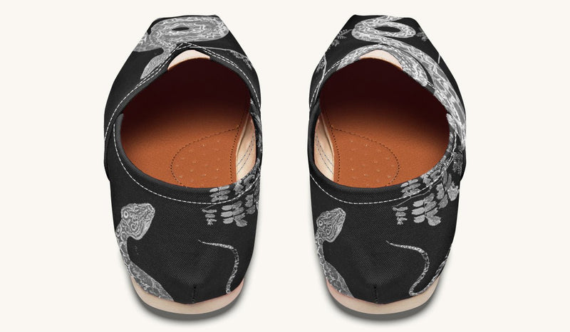 Serpent in Bloom Gold on White Casual Shoes - Jaded Lament