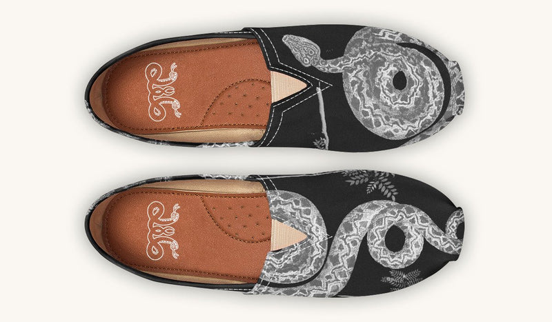 Serpent in Bloom Gold on White Casual Shoes - Jaded Lament