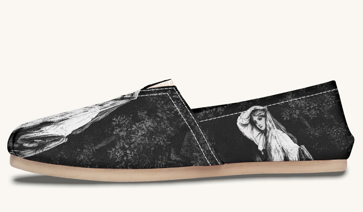 She Watched the Bones Sink Black Casual Shoes - Jaded Lament
