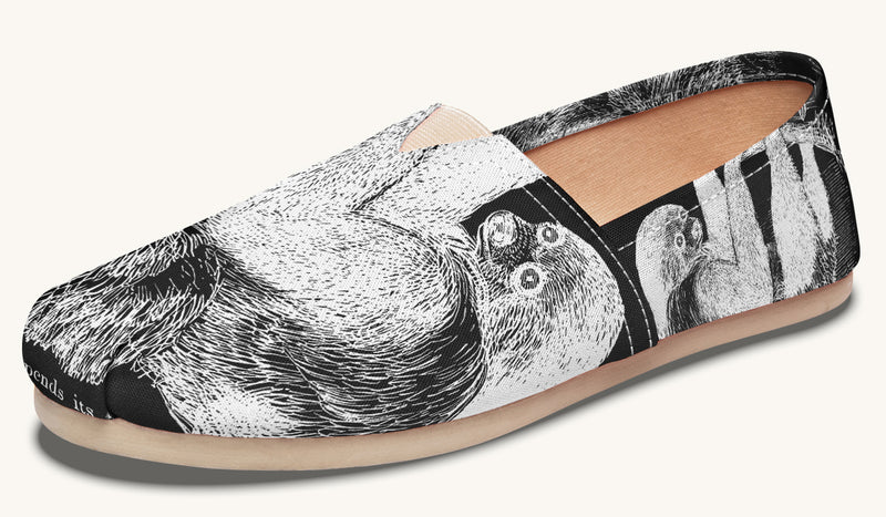 The Sloth Stays White Black Casual Shoes - Jaded Lament