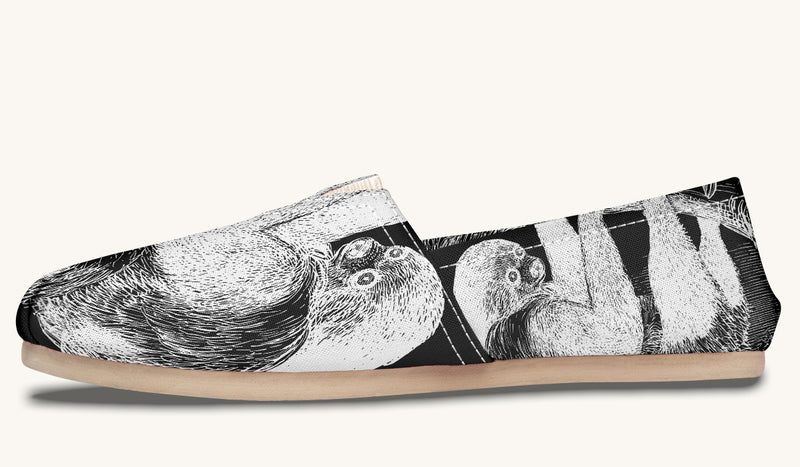 The Sloth Stays White Black Casual Shoes - Jaded Lament