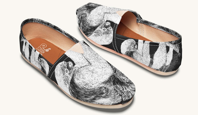 The Sloth Stays White Black Casual Shoes - Jaded Lament
