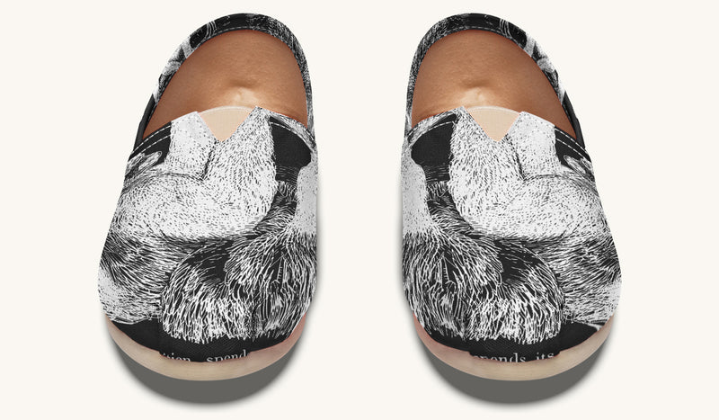 The Sloth Stays White Black Casual Shoes - Jaded Lament