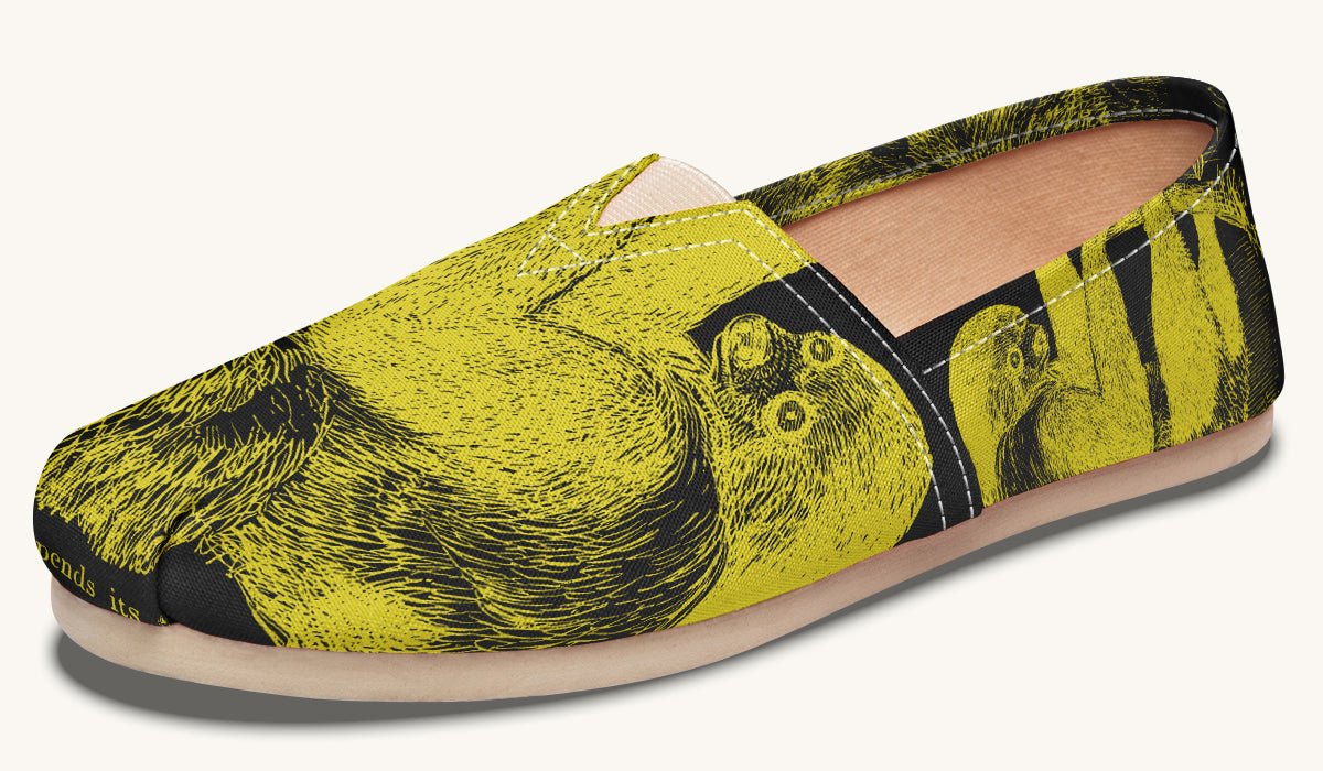 The Sloth Stays Yellow Black Casual Shoes - Jaded Lament