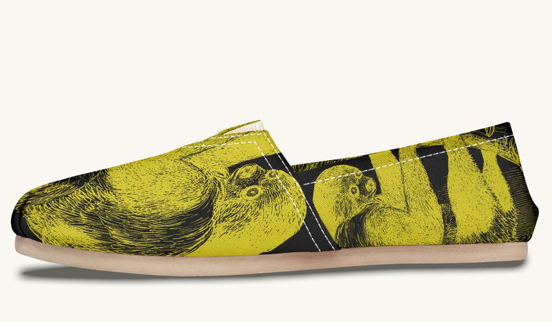 The Sloth Stays Yellow Black Casual Shoes - Jaded Lament