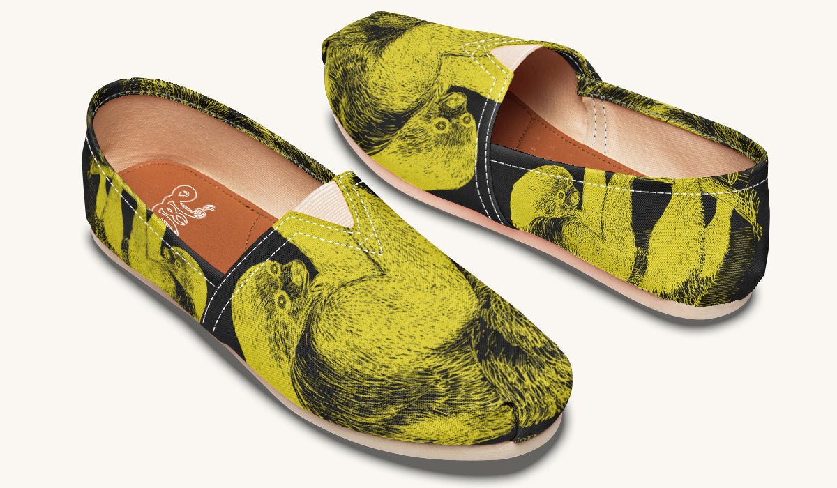 The Sloth Stays Yellow Black Casual Shoes - Jaded Lament