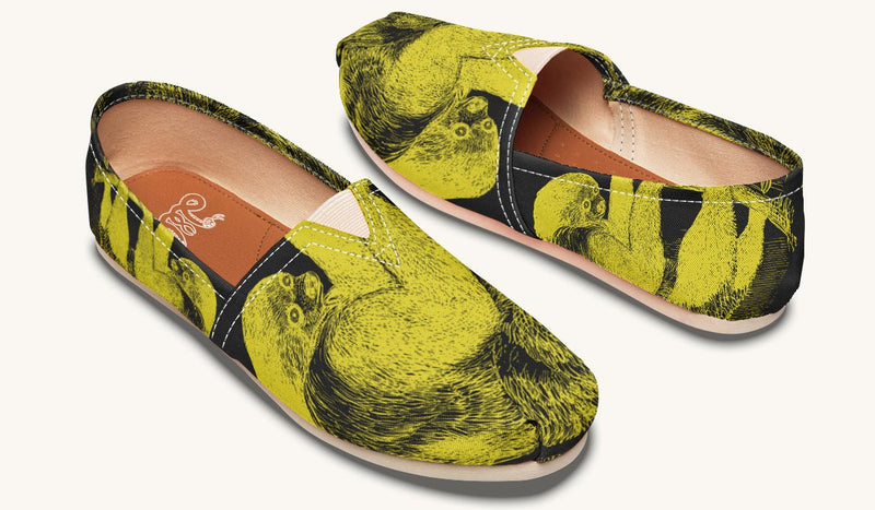 The Sloth Stays Yellow Black Casual Shoes - Jaded Lament