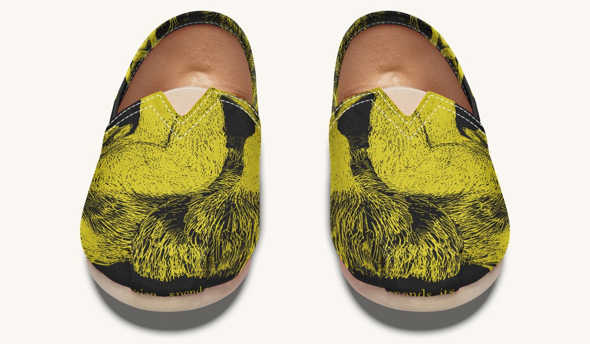 The Sloth Stays Yellow Black Casual Shoes - Jaded Lament