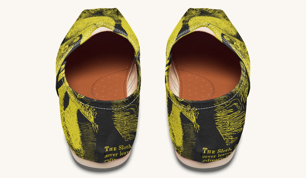 The Sloth Stays Yellow Black Casual Shoes - Jaded Lament