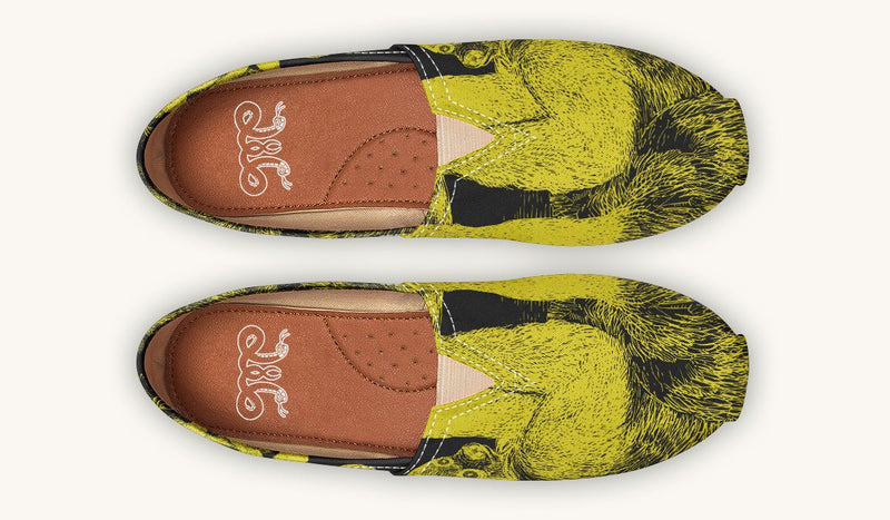 The Sloth Stays Yellow Black Casual Shoes - Jaded Lament