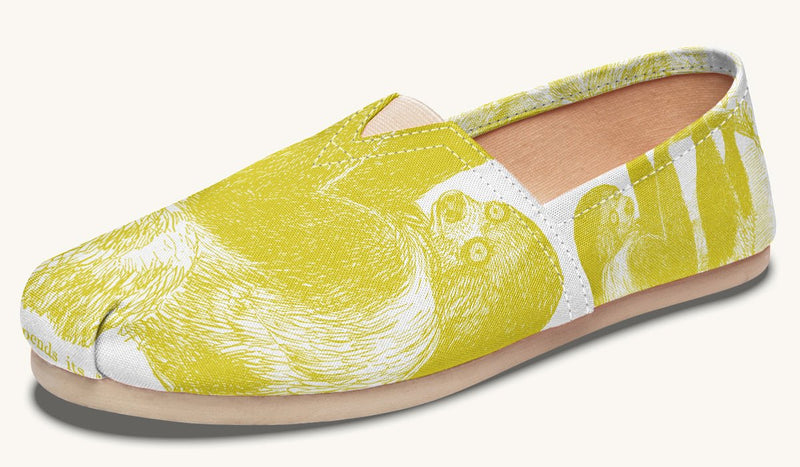 The Sloth Stays Yellow White Casual Shoes - Jaded Lament