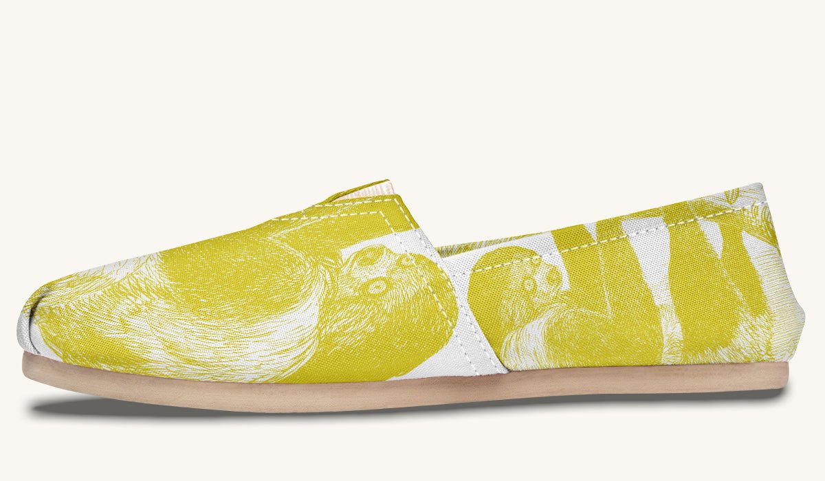 The Sloth Stays Yellow White Casual Shoes - Jaded Lament