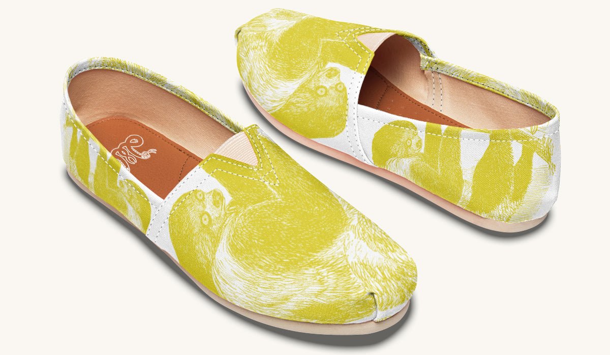 The Sloth Stays Yellow White Casual Shoes - Jaded Lament