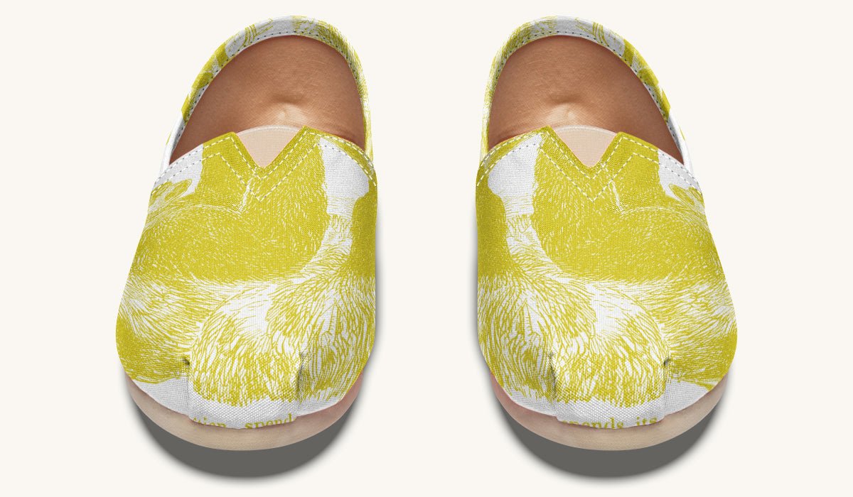 The Sloth Stays Yellow White Casual Shoes - Jaded Lament