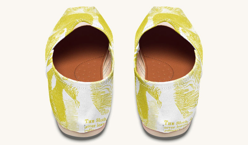 The Sloth Stays Yellow White Casual Shoes - Jaded Lament