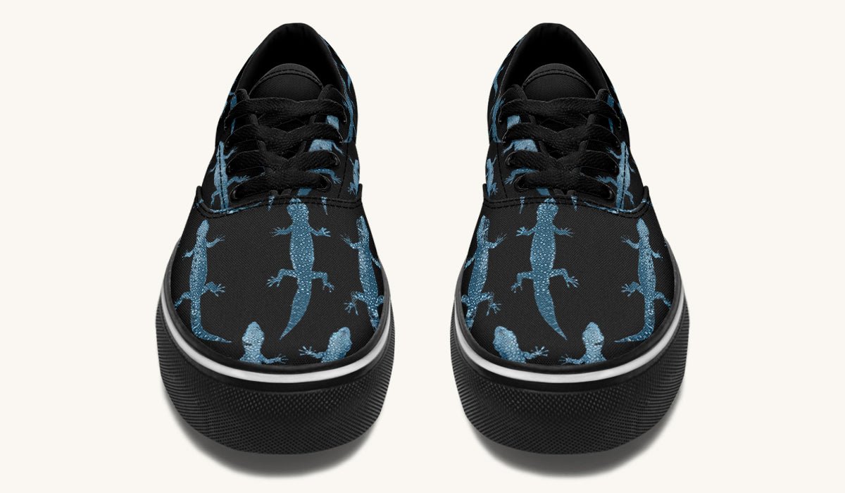March of the Lizards Blue Black Classic Shoes - Jaded Lament
