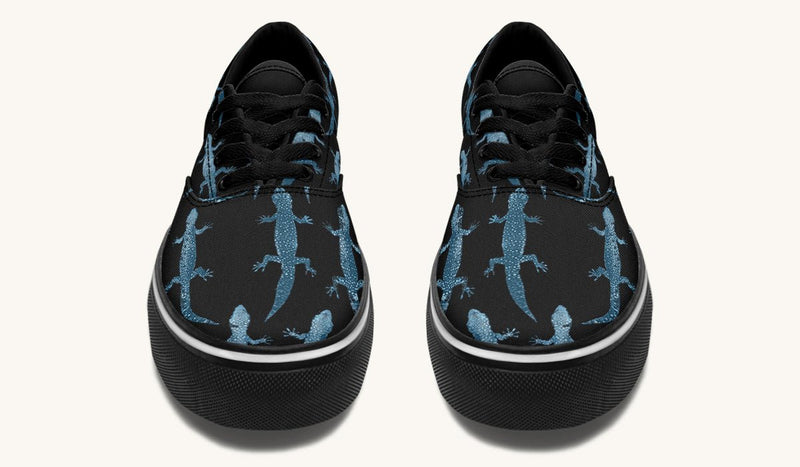 March of the Lizards Blue Black Classic Shoes - Jaded Lament